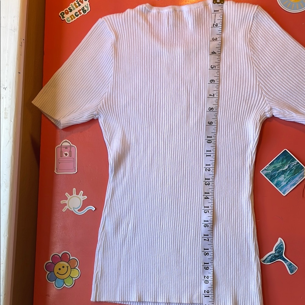 Jessica Cream Ribbed Fitted Tee - Picture 4 of 5